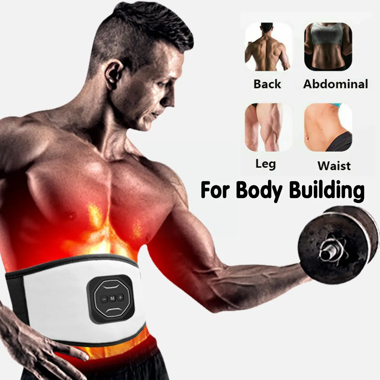 

EMS Electric Abdominal Body Slimming Belt Muscle Stimulator Burn Lose Trainer Weight Massage Fitness Charge USB Abs Unisex I4U1