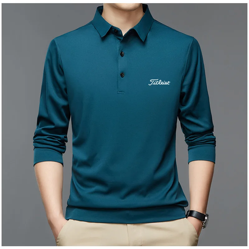 2023 Golf Spring Summer Autumn Clothing New Men's Polo Shirt Casual Top Solid Long-Sleeved  Fashion Slim Collar T-Shirt