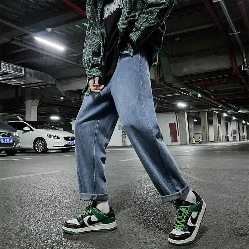 EOENKKY/2022 New Street Casual Baggy Jeans Men's Korean Fashion Hip Hop Straight Wide Leg Trousers plus size Men's Harem Pants