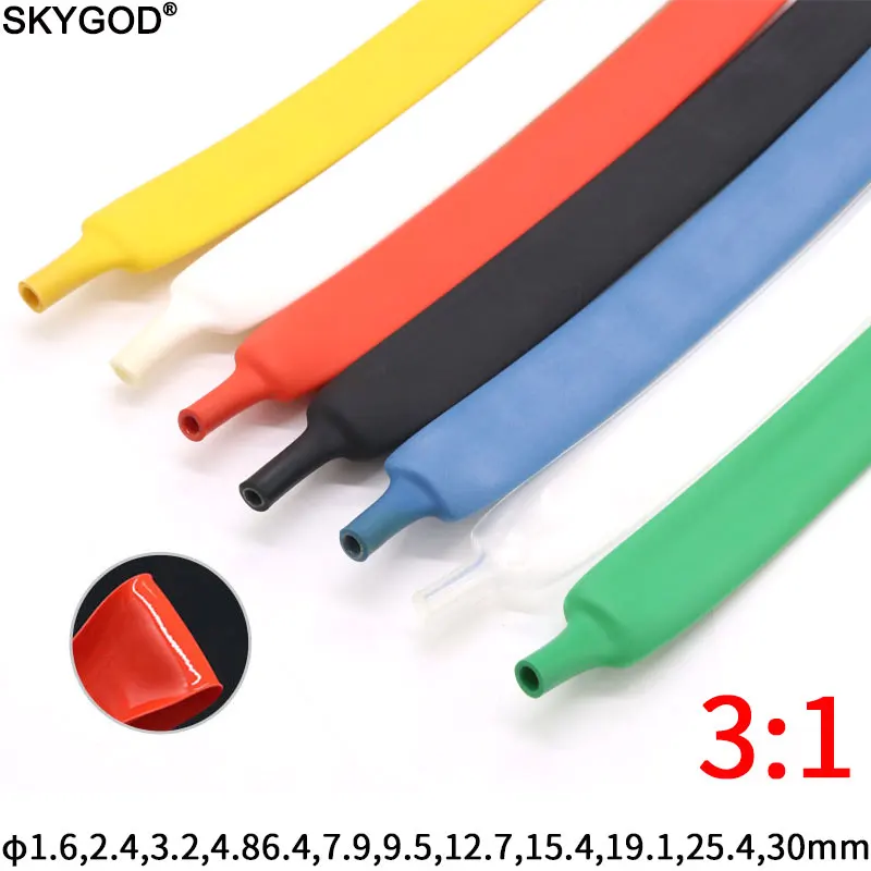 

10M 3:1 heat shrink tube with double wall glue tube diameter 1.6 / 2.4 / 3.2 / 4.8 / 6.4 / 7.9 / 9.5 / 12.7/15.4/19.1/25.4/30mm
