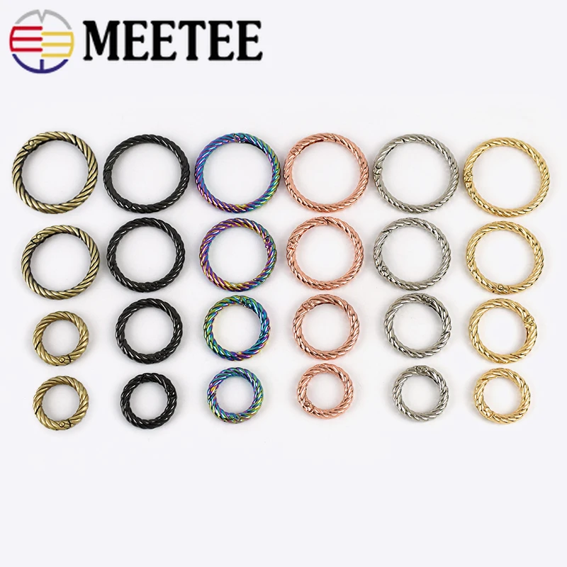 

5/10Pcs Meetee 19/25/32/38mm Openable O Ring Buckles Metal Strap Leather Belt Webbing Spring Chain Buckle Clasp DIY Accessories