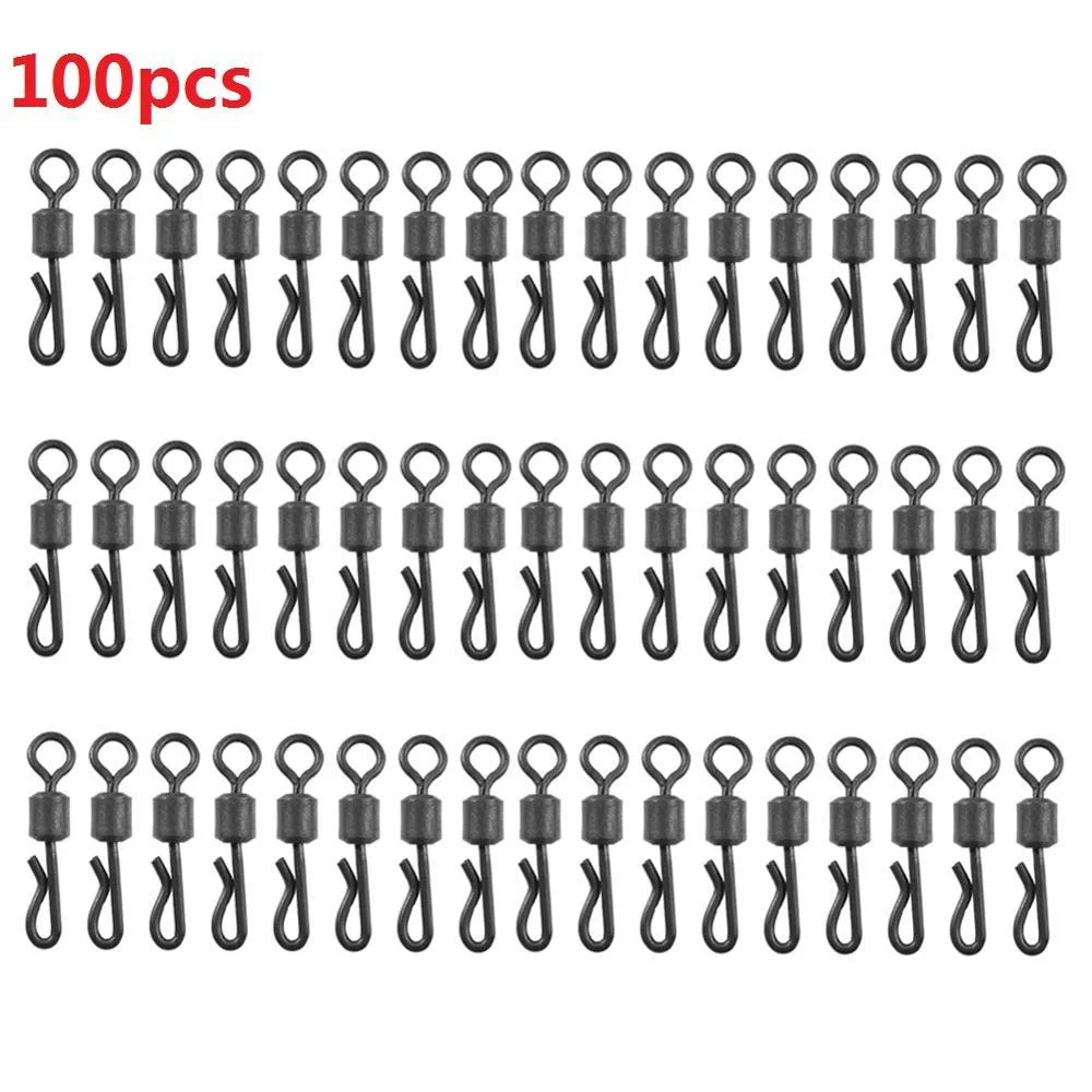 

100 pcs Fishing Connector Bearing Swivel Q-Shaped Quick Change Swivels For Carp Fishing Terminal Tackle Accessories