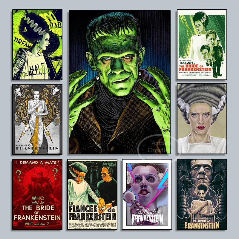 

Винтажный Фильм Франкенштейн Невеста Франкенштейн художественный принт художественный плакат на холсте для гостиной Декор домашняя Насте...