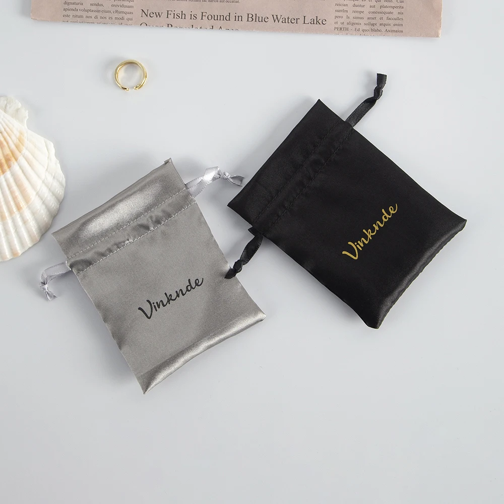 100pcs Satin Drawstring Bags Custom Dust Bags Jewelry Package Pouch Personalized Logo Printed Wholesale Product Package Gift Bag