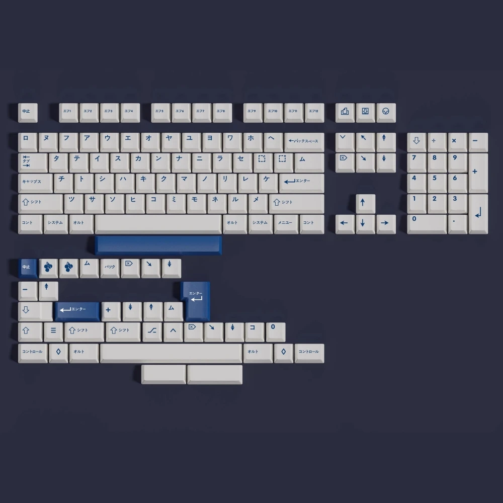 Фото Колпачки для клавиш PBT GMK Masterpiece Cherry Profile Сине-белый колпачок для клавиш с сублимационной краской для клавиатуры Cherry MX Switch Разделенный пробел №2