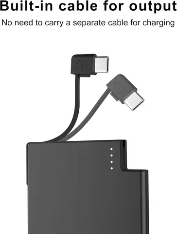 Мини-банк питания TNTOR, 5000 мАч, маленький внешний аккумулятор с быстрой зарядкой, 4 мм, ультратонкий встроенный кабель Type-c, резервная батарея для iPhone Xiaomi