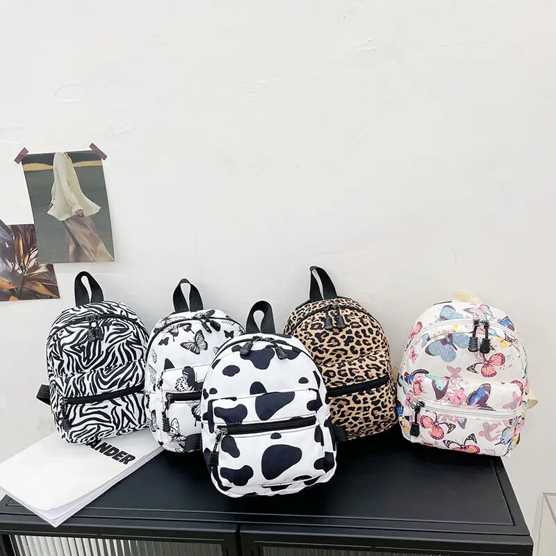 

Mini Backpacks Nylon Female Bag Animal Printing Feminina Backpack School Bags Cute And Funny Cow Spot Backpack Students