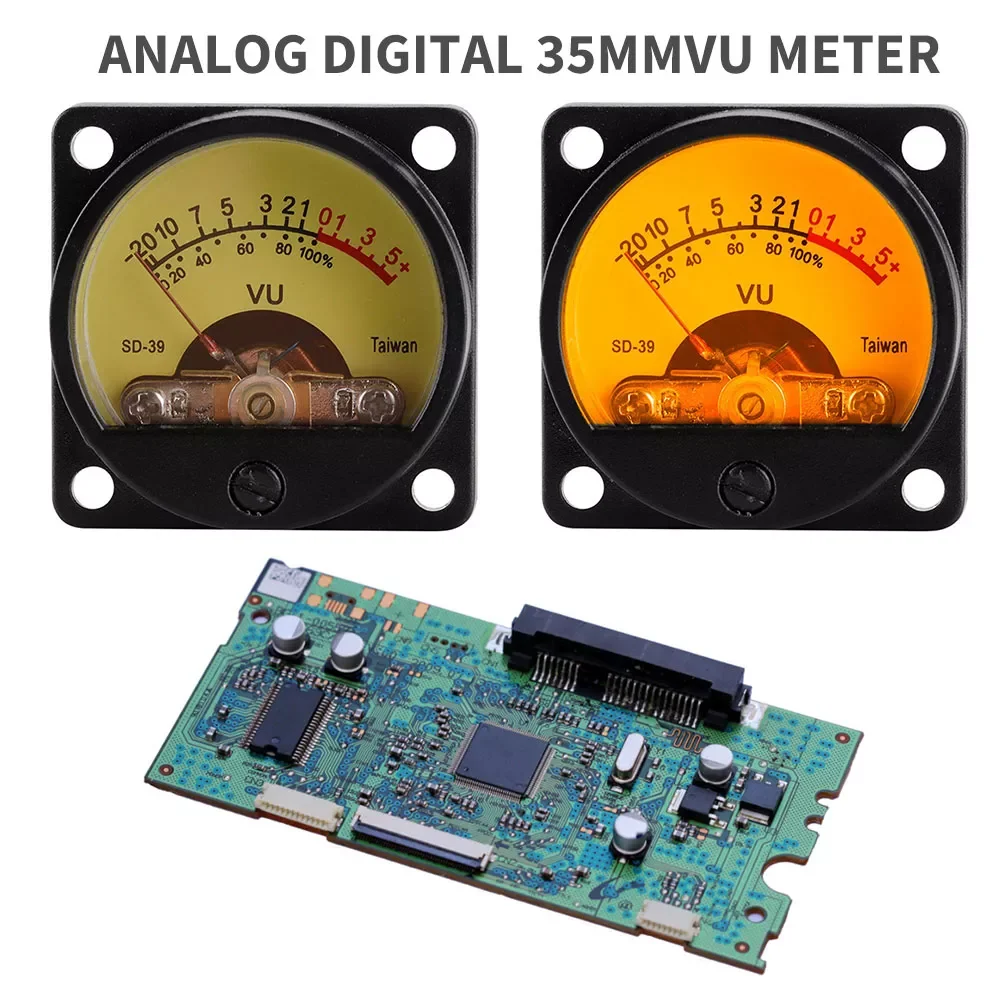 

Analog Panel 35mm VU DB Meter Power Amplifier Music Spectrum Analyzer Audio Level Meter With Backlight Driver Board