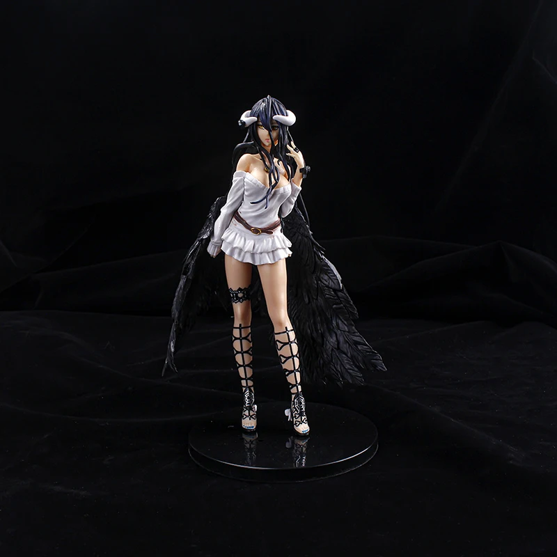 

21cm Anime Overlord Albedo Action Figure Black Wings Devil Queen Assembly Base Standing Posture PVC Collection Model Doll Toys