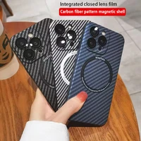 for iphone13 carbon fiber magnetic phone case 12 pro max comes with fine hole lens film magsafe all inclusive case luxury