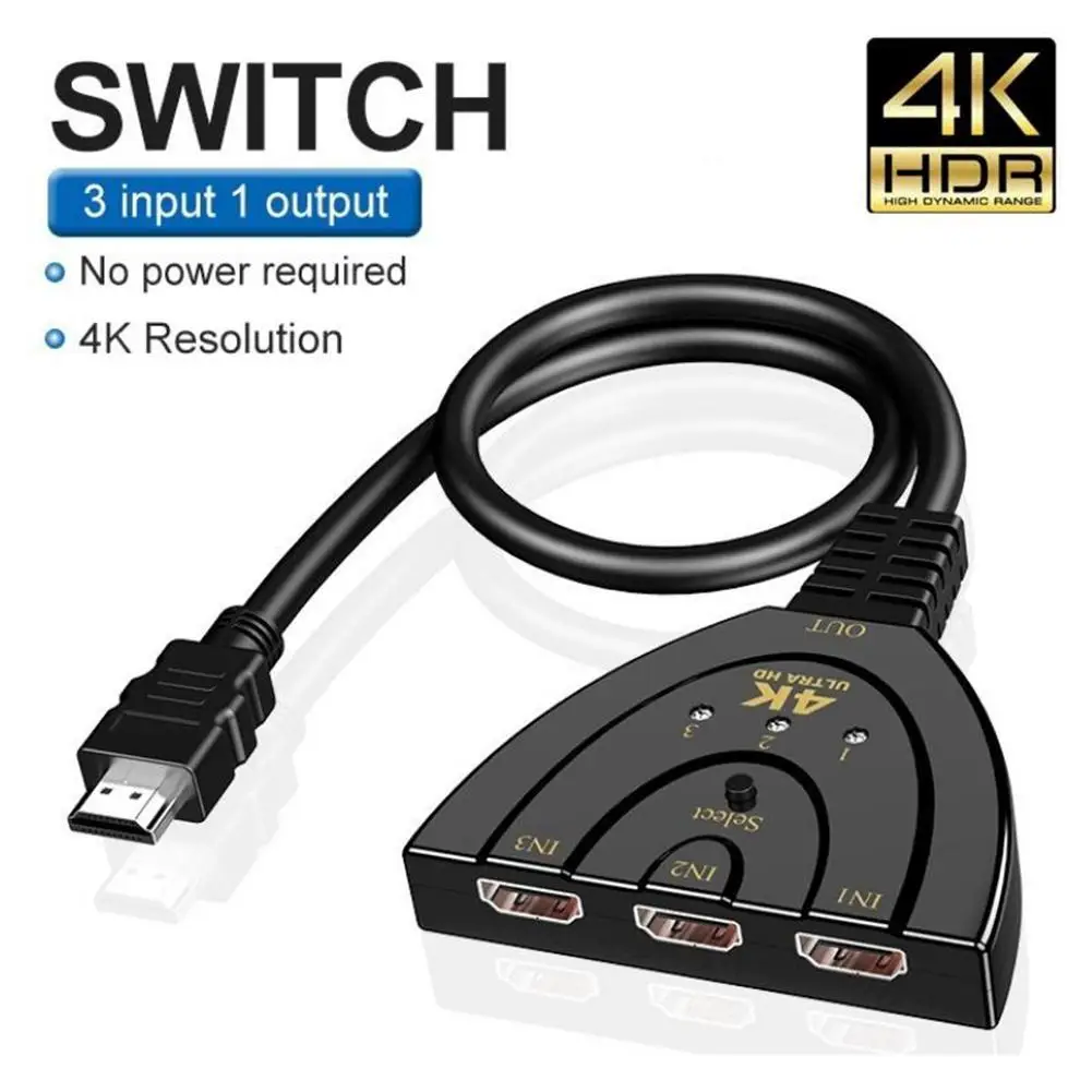 HDMI-совместимый переключатель Φ 4K 2K 3D 3 входа 1 выход мини 3 порта видео переключатель концентратор 1080P для DVD HDTV PS3 PS4