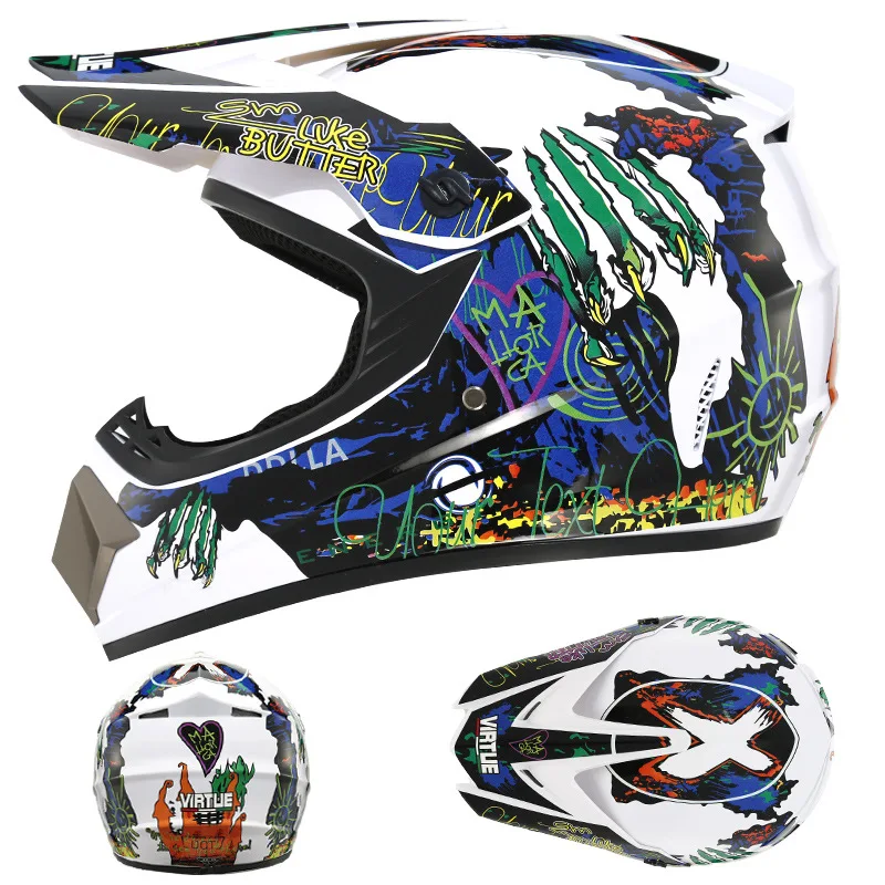 

Send 3 pieces gift off-road helmet Unisex Mountain bike motorcycle helmet Demon claw motorcycle helmet Black and white optional