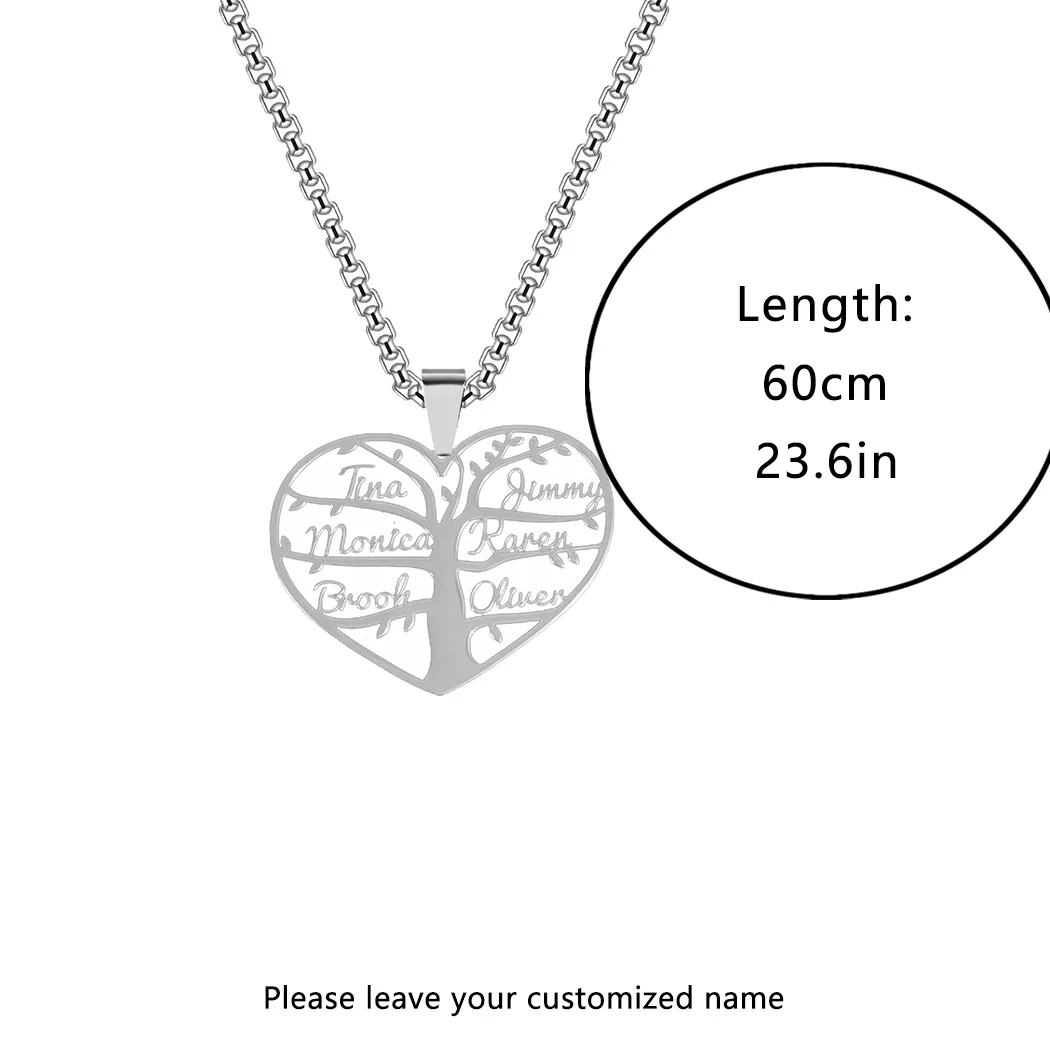 Ожерелье из нержавеющей стали с персонализированным именем и камнем семейное