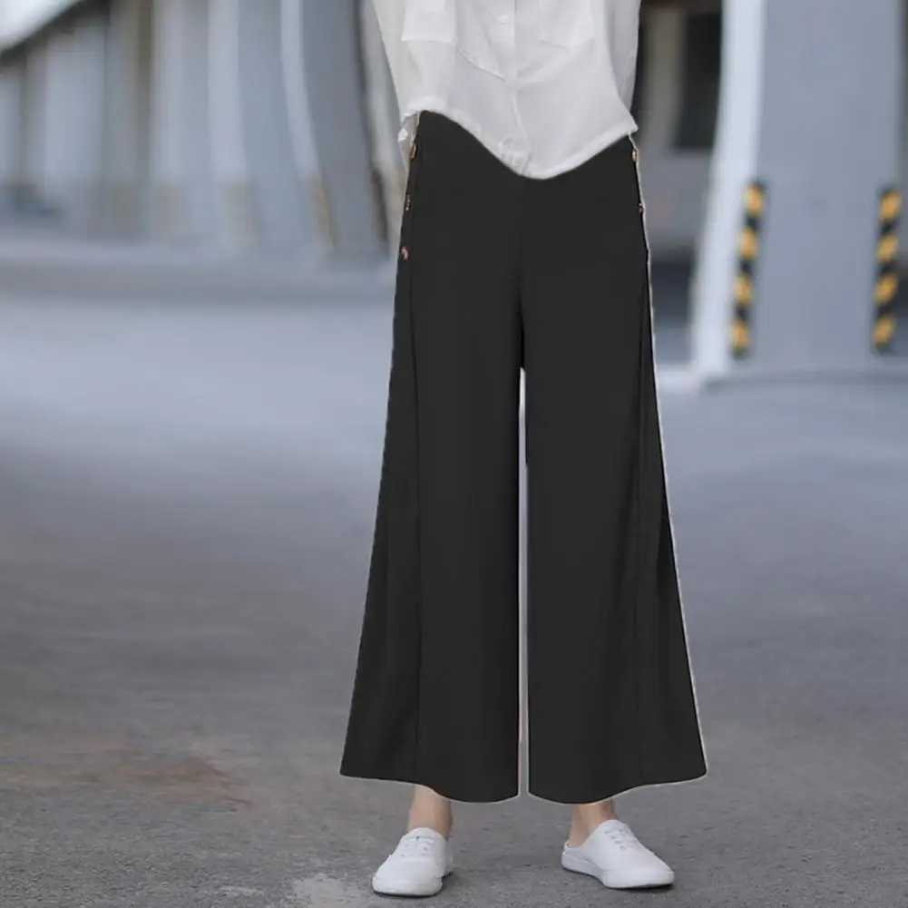 

Women Elegant High Waist Wide Leg Pants 2022 Spring Vintage Flare Trousers Casual Solid Zipper Pantalon Female