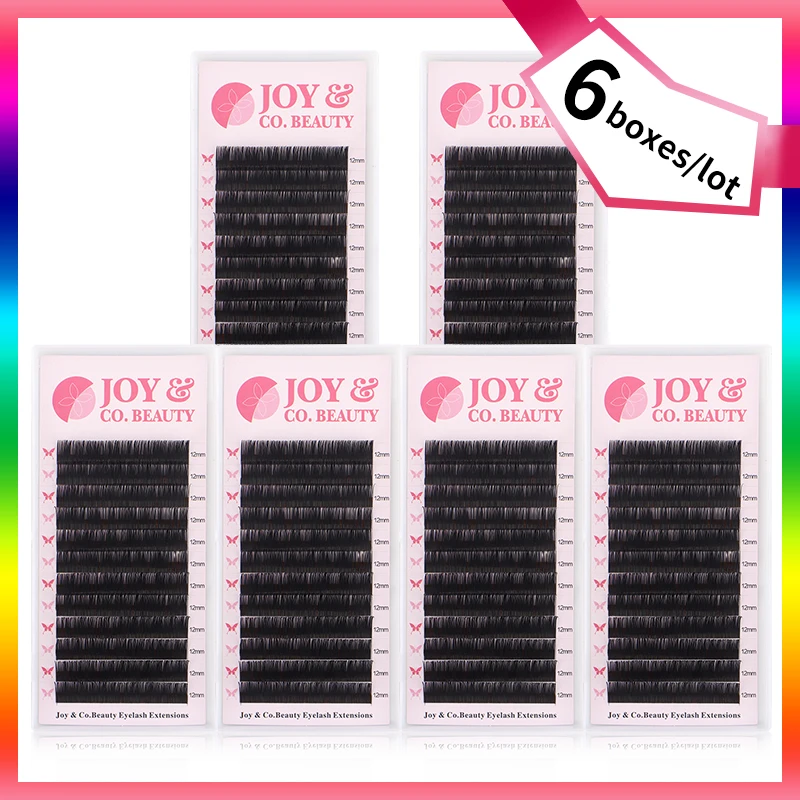 

5Case/Lot JoyCo High-Quality Faux Mink Eyelash Extensions Individual Lash False Eyelashes 12Rows C D Soft And Natural Lashes