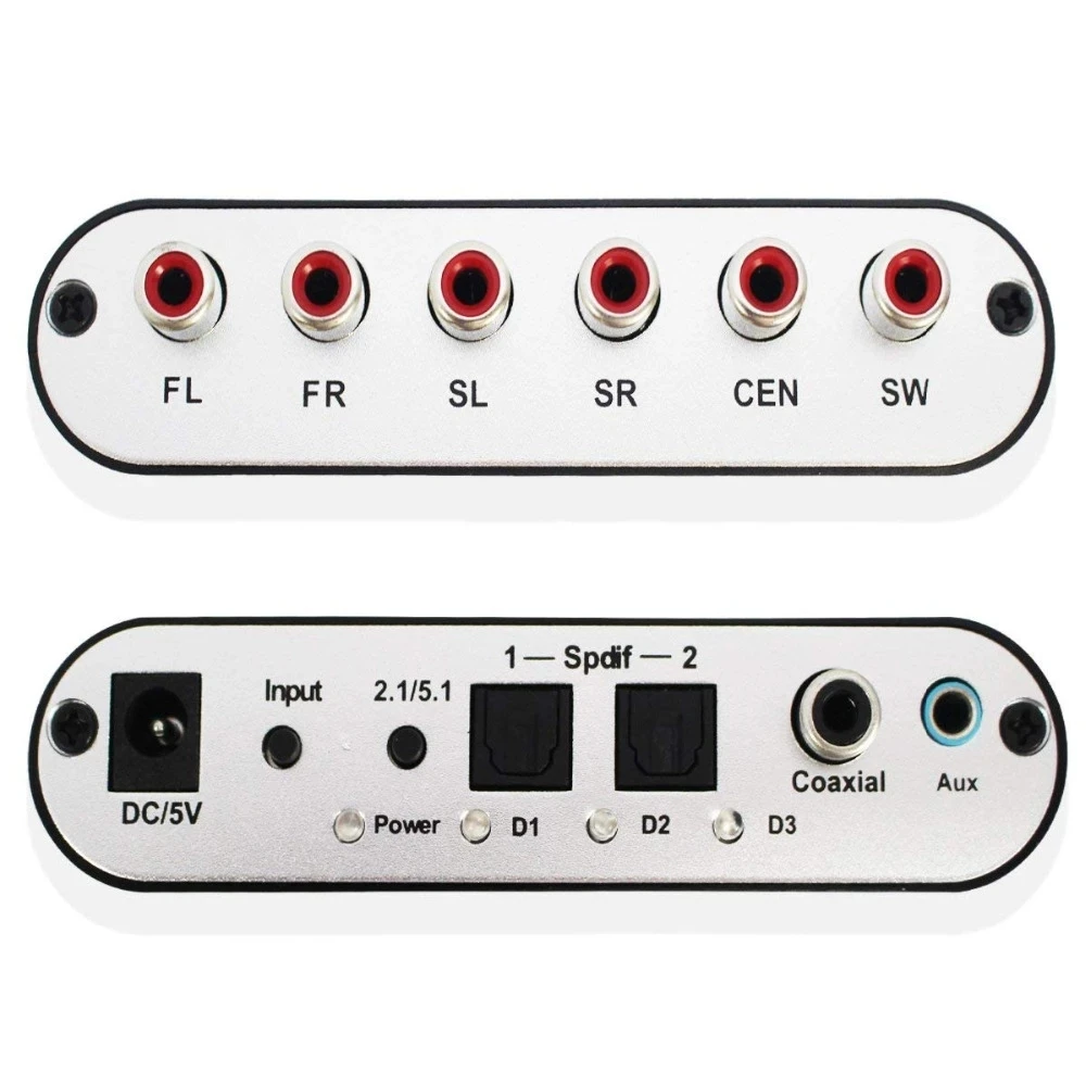5 1 CH HD аудио декодер SPDIF коаксиальный к RCA DTS AC3 оптический цифровой усилитель