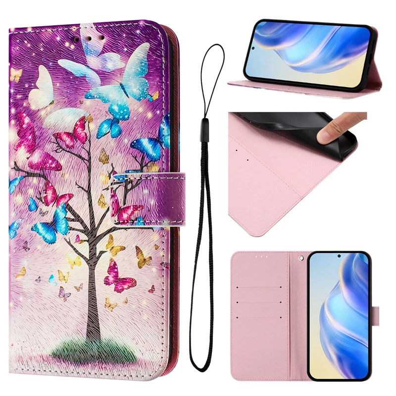Фото Новый милый расписной кожаный чехол-флип для TCL K70 NxtPaper / K70 Power, чехол-бумажник для TCL K70, K70SE, K23, K24, K32, K33 №3