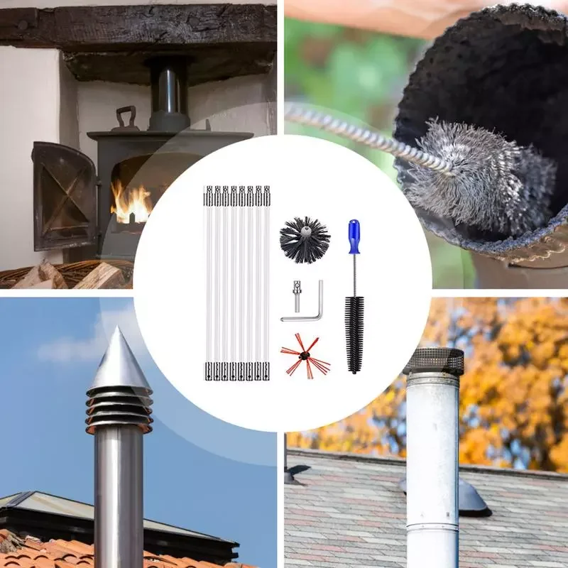 

NEW IN Chimney Sweep Cleaning Tools Chimney Sweeping Tools With Rods Fireplace Chimney Brush Rod Kit For Cleaning With Replaceme