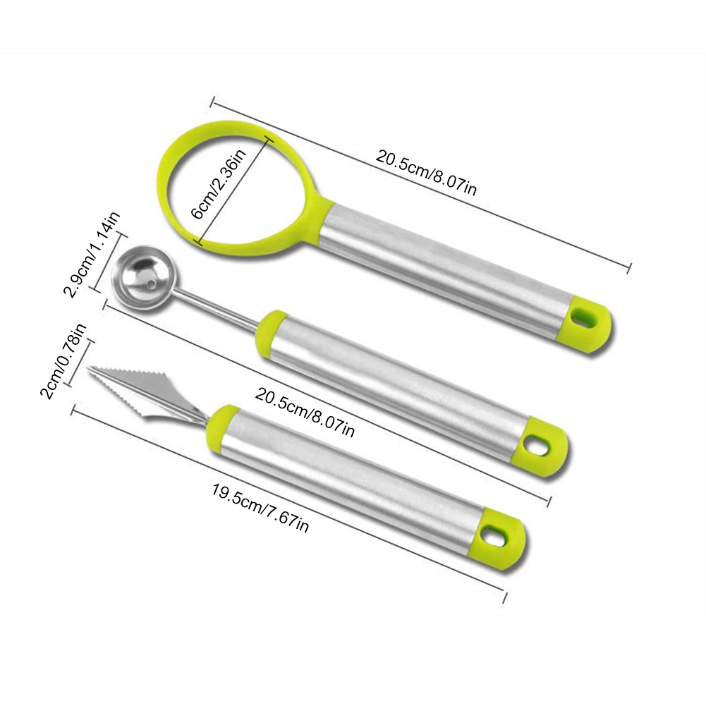 3 шт. набор ножей для вырезания дыни из нержавеющей стали |