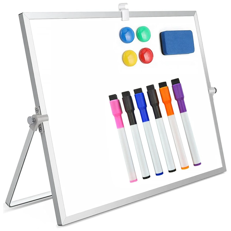 

Dry Erase White Board, 16 inchX12 inch Magnetic Desktop Whiteboard for Wall, Hanging Dry Erase Board with Stand