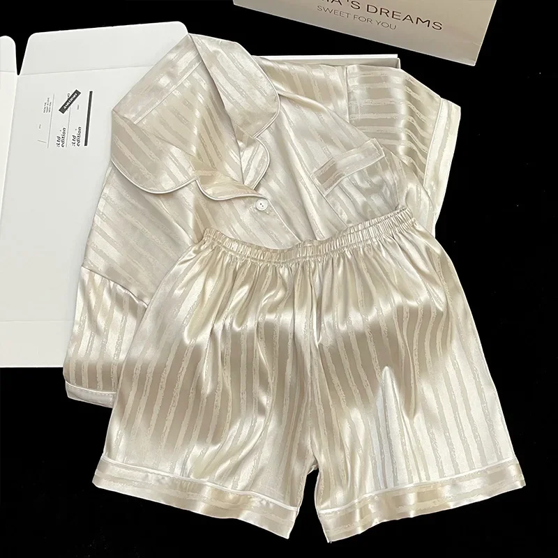 Пижамный комплект Женский из двух предметов одежда для сна искусственного шелка