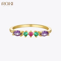 roxi exquisite colorful crystal rings for women couple wedding rings 925 sterling silver engagement ring jewelry anillos mujer