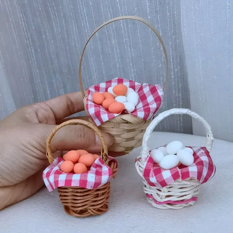 1 Набор миниатюрная корзина для кукольного домика в красную клетку рамка кухни