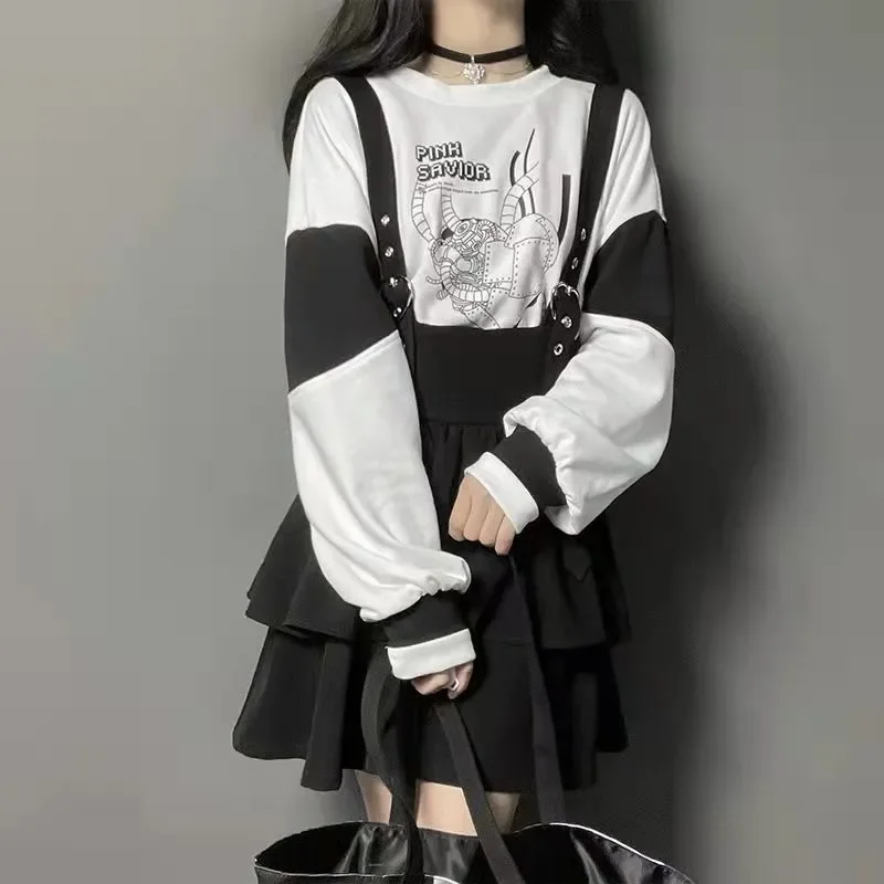 Черные юбки женские мини милые девичьи универсальные с высокой талией