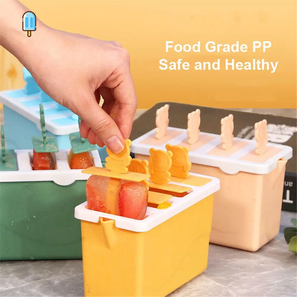 

4 Grids Ice Cream Lolly Maker Frozen Tray Ice Cream Maker Frozen Icebox Ice lolly Mold Popsicle Mould