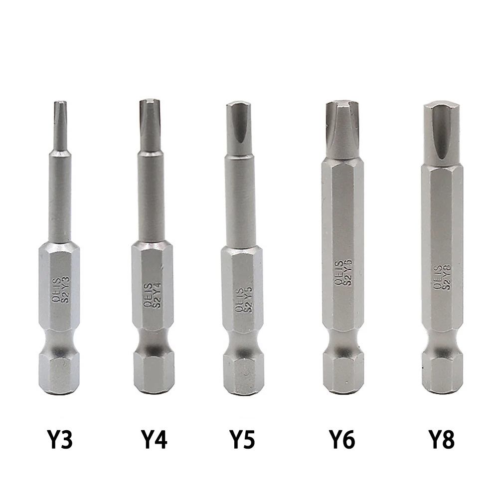 

5Pcs 50mm Y Shaped Magnetic Screwdriver Bits 1/4Inch Hex Shank Y Type Bit Y3 Y4 Y5 Y6 Y8 Screwdriver Electric Head Bit Hand Tool