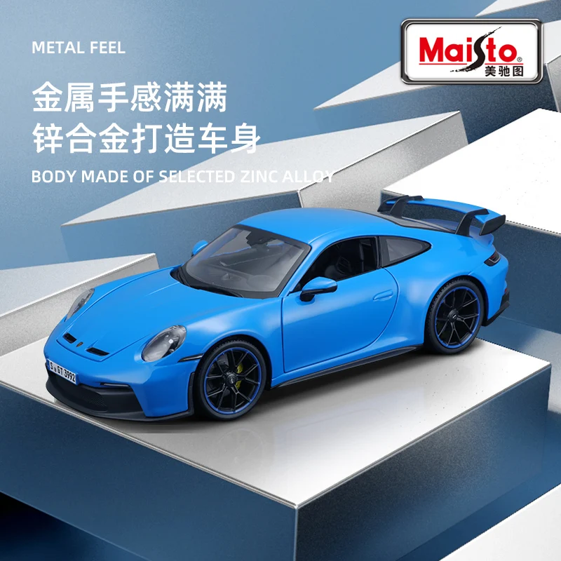 Цена Модель автомобиля Maisto 1:18 2022 Porsche 911 GT3 из сплава, Классическая модель литья под давлением, коллекционная Подарочная игрушка, подарок