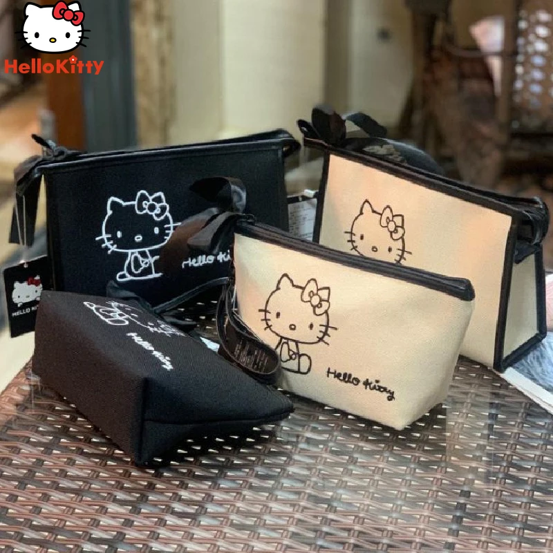

Hello Kitty Kawaii Sanrio Cartoon High Capacity Bow Tie Stylish and Portable Cosmetic Bag Coin Purse Mobile Phone Bag
