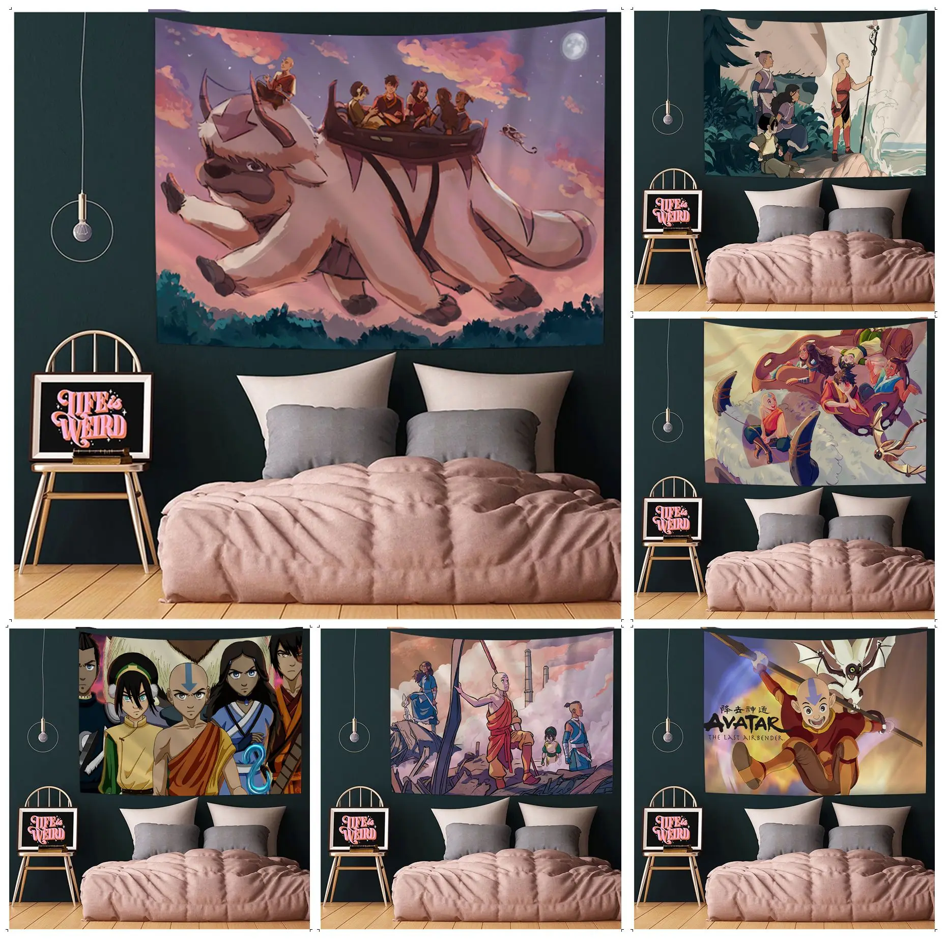 

Avatar The Last Airbender Printed Tapestry Anime Tapestry Hanging Tarot Hippie Wall Rugs Dorm Home Decor