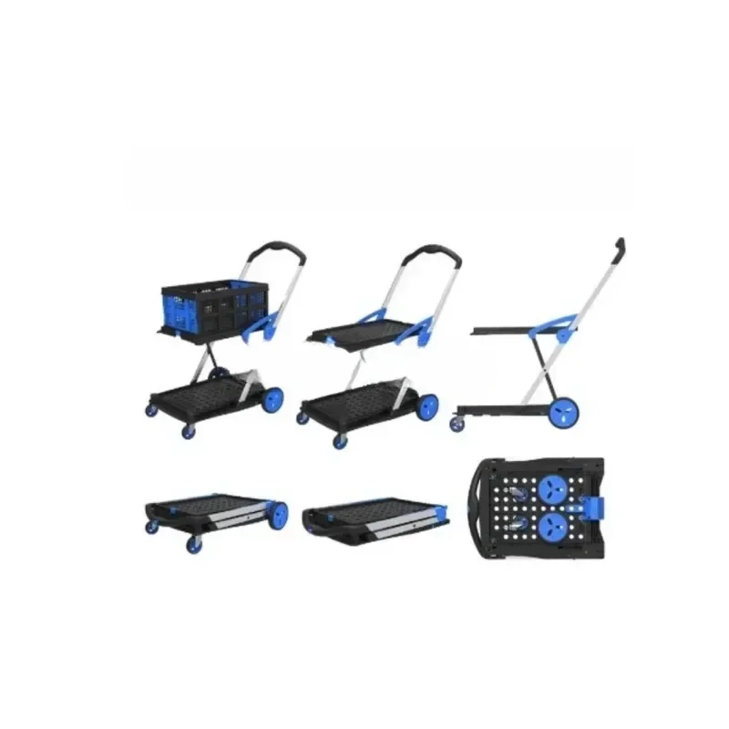 Новые двухслойные складные тележки легкие алюминиевые для покупок с ящиком