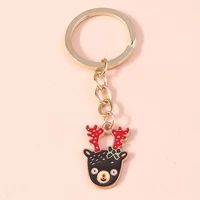 new cartoon animal deer keychain enamel christmas antlers keyrings souvenir gifts for women men handbag pendants key chains