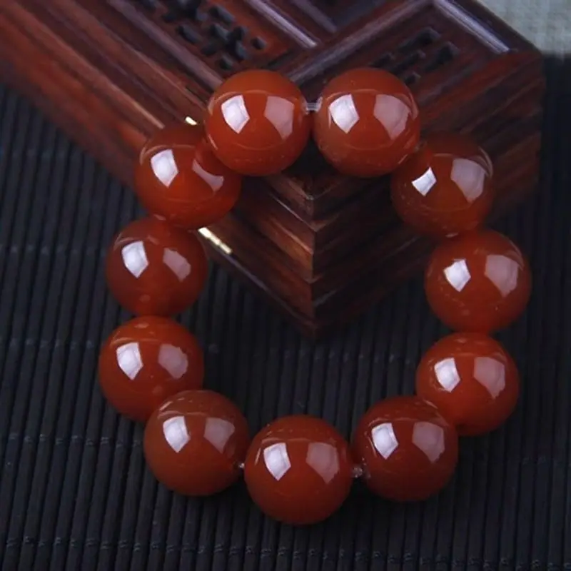 Браслет с красным агатом 20 мм