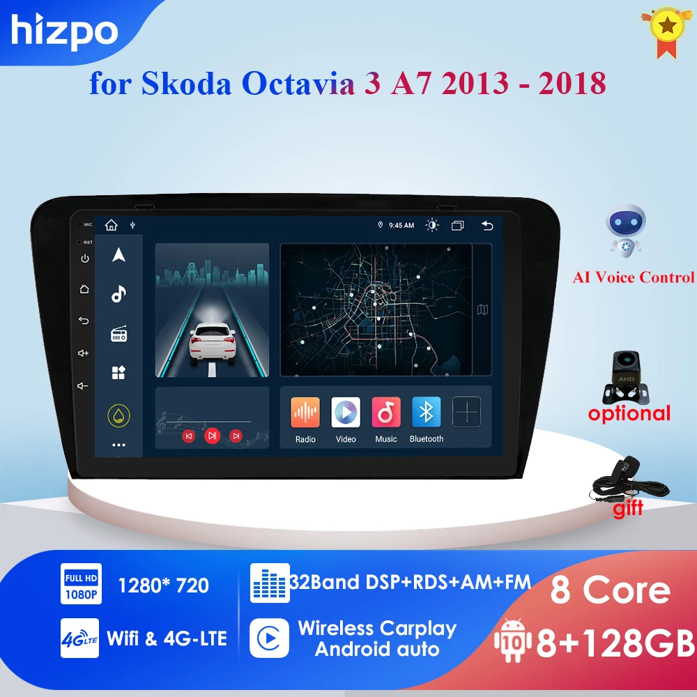 

Автомагнитола Carplay 4G-LTE, 2DIN, 10,1 дюйма, Android 10,0, GPS, для Volkswagen SKODA Octavia 3 A7 2013-2018