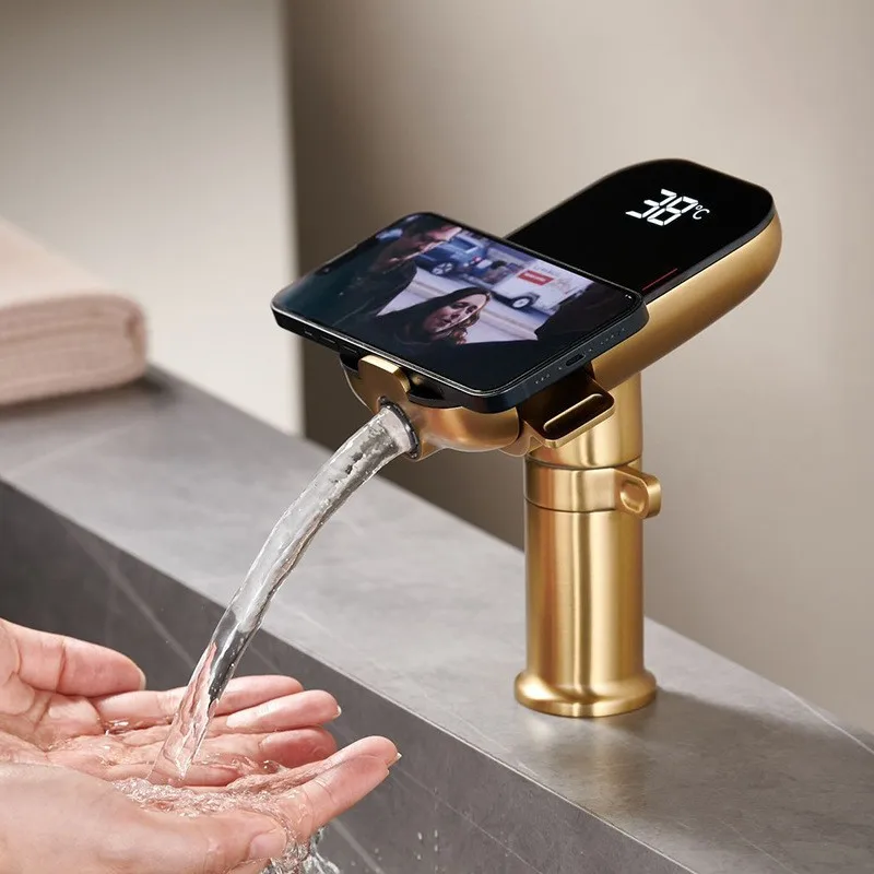 All-Kupfer digitale Anzeige Bad Schrank Wasserhahn Waschbecken spritzwassergesch ® Becken Ölplatte