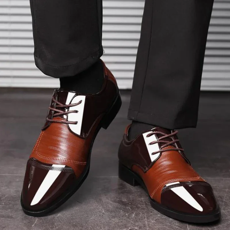 

Casual Business Leather Shoes for Men Lace Up Pointed Toe Oxfords Formal Dress Shoes for Male Wedding Party Office Work Shoes