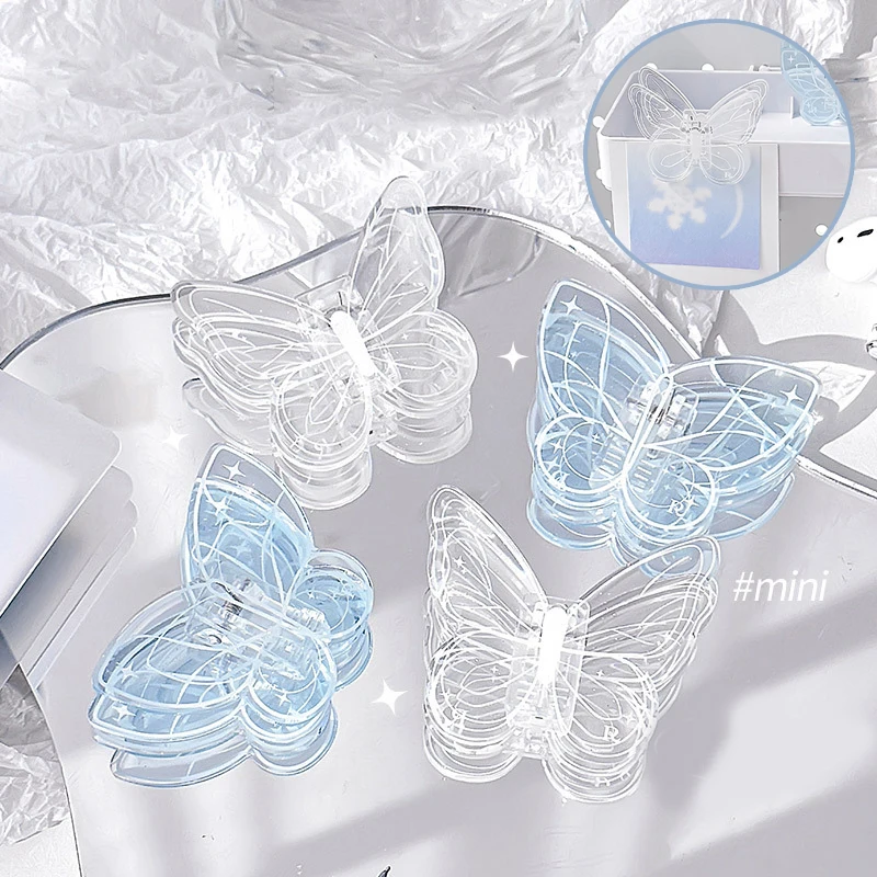 

INS Style Acrylic Paper Clip Simple Transparent Dripping Glue Butterfly Shape Multi-functional Memo Clip Student Stationery