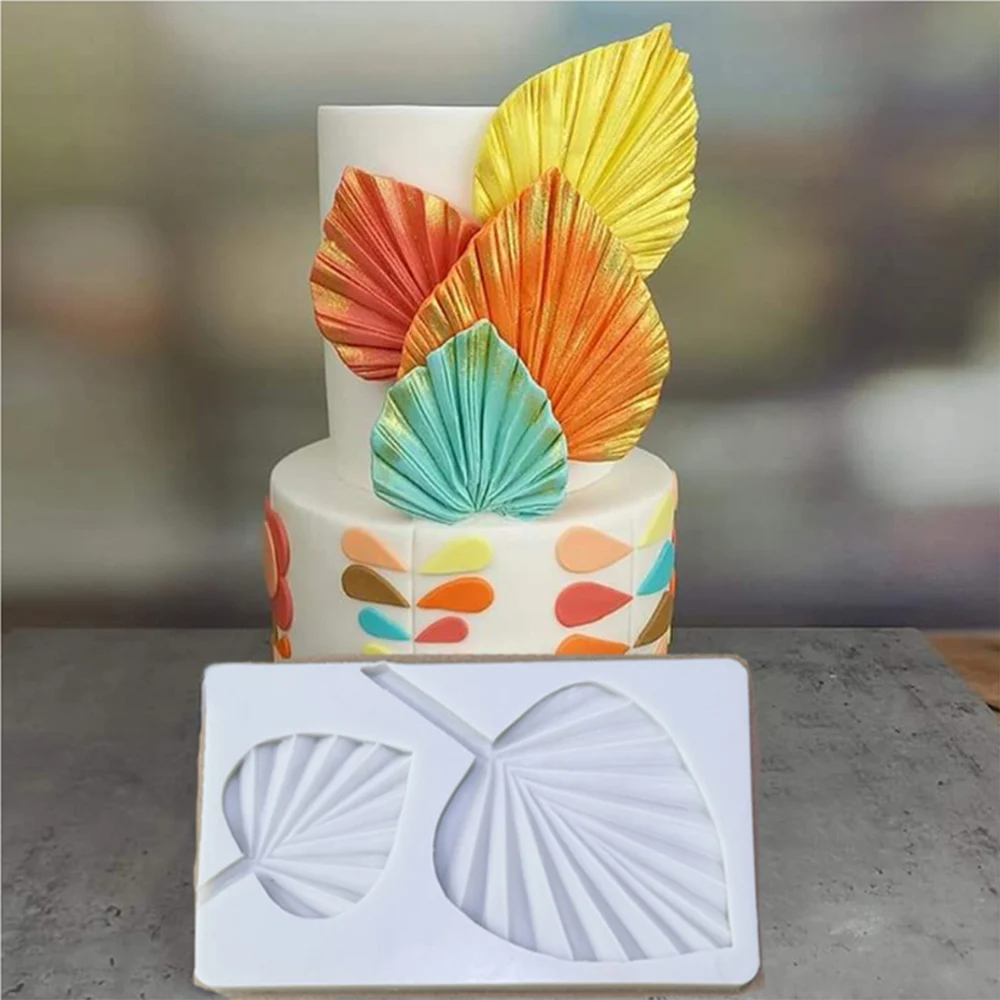 

Fan Shaped Cake Mold Silicone Mould DIY Gypsum Clay Chocolate Mold Cake Baking Decorating Tools Cattail Leaf Fan Modeling Molds
