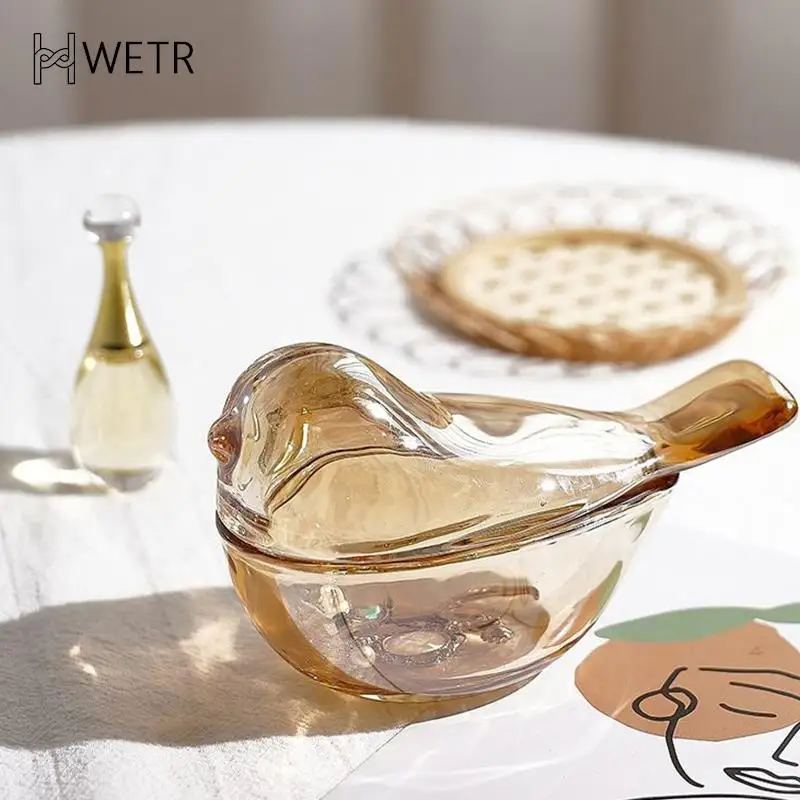 

Стакан в ретро стиле с Янтарной птицей, банка для хранения, украшения для дома, современный бокс для Хранения Драгоценностей и ожерелий