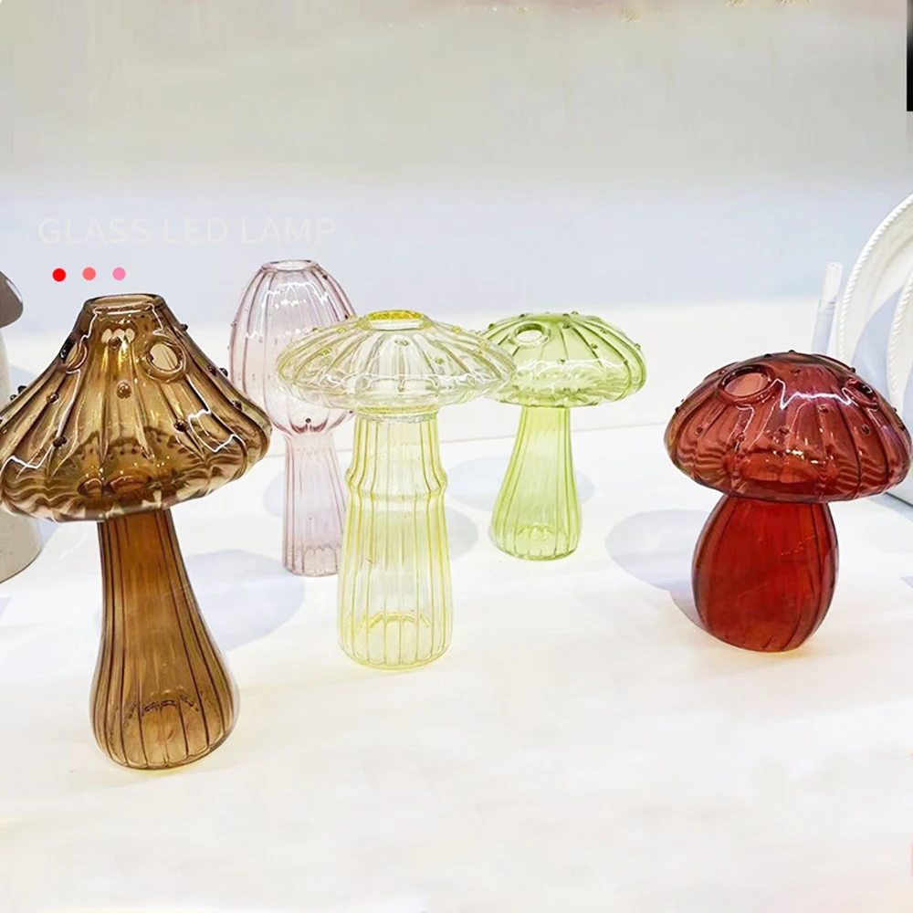 

Mushroom Shaped Flower Vase Transparent Glass Vases Plant Hydroponic Aromatherapy Bottle Desktop Decoration Ornament Home Decor