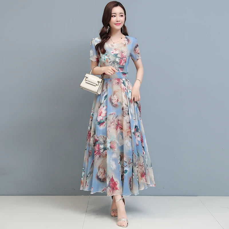

2022 Summer Women Chiffon Long Dress