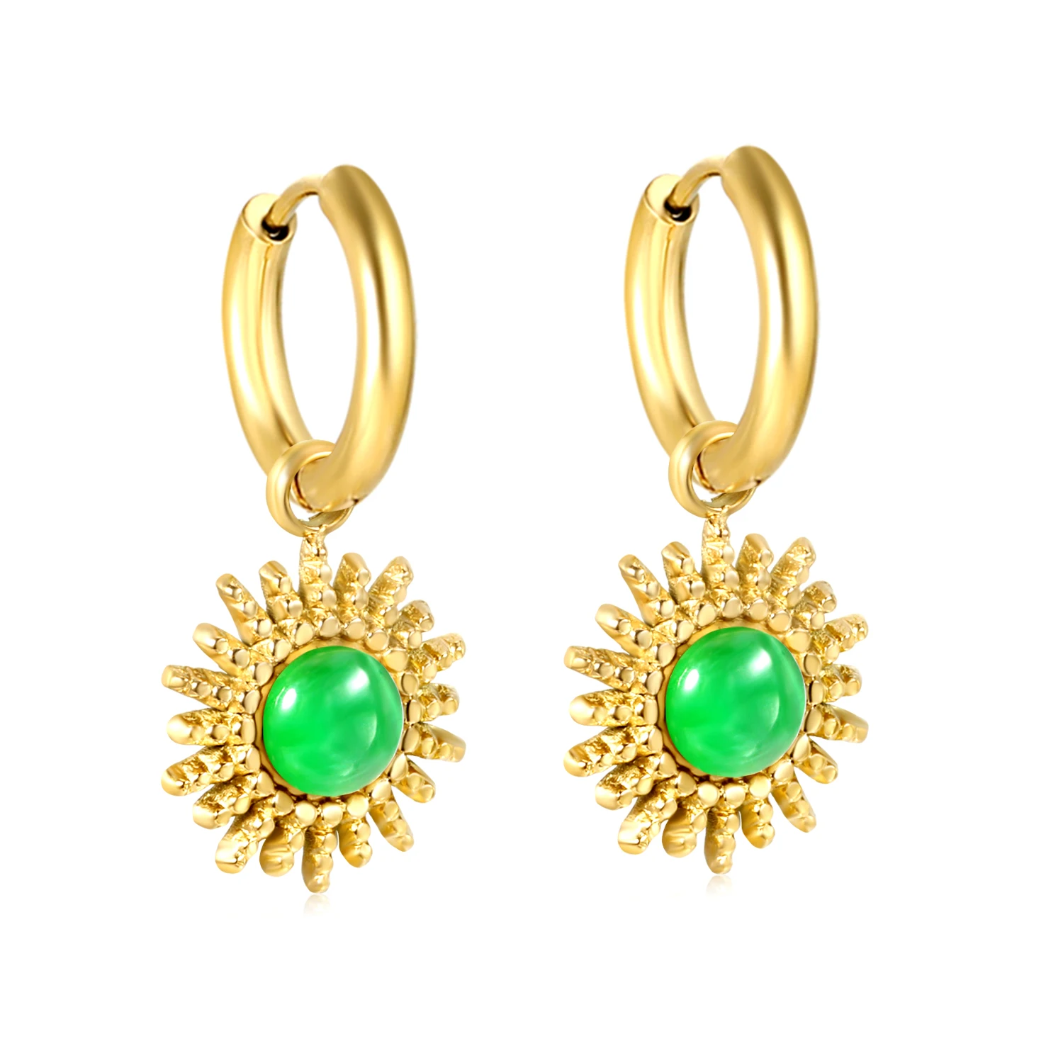 LUXUSTEEL модные опаловые серьги-кольца из нержавеющей стали для женщин зеленые