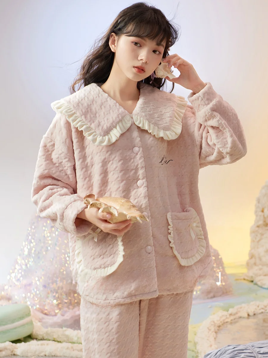Пижамы из кораллового флиса Princess Mark зимние женские утепленные флисовые пижамы с
