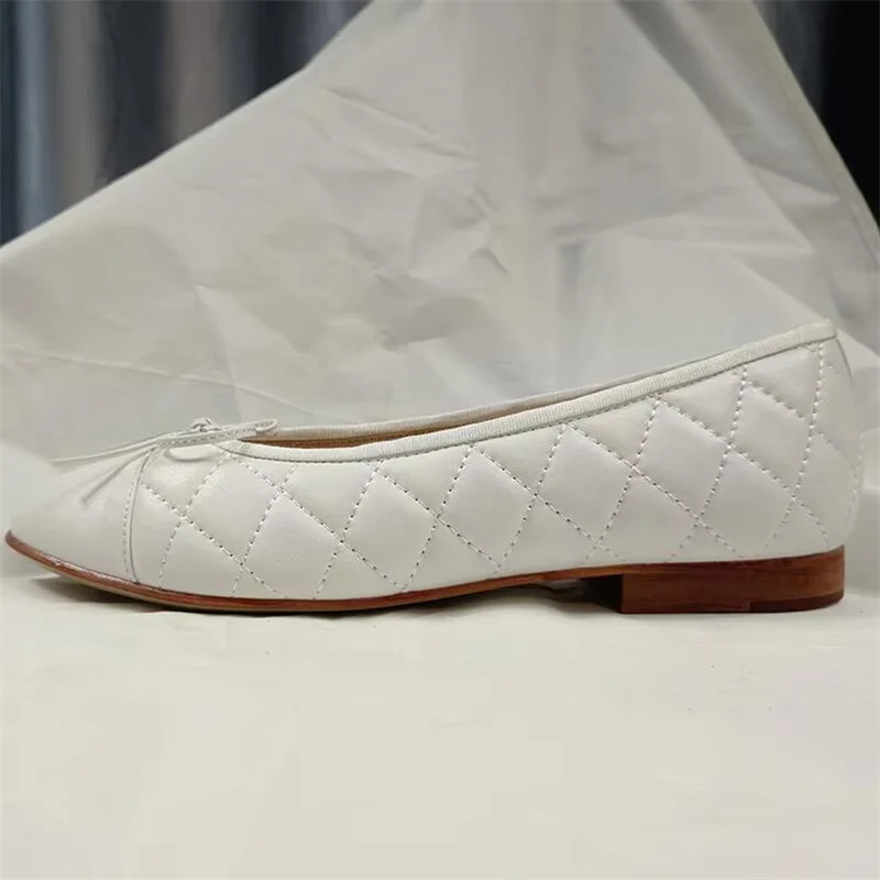 Женские балетки с круглым носком Натуральная овечья кожа низкий каблук плоская