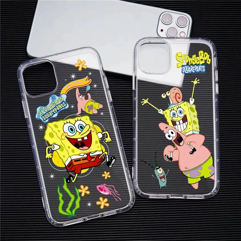 

Cartoon SpongeBobs Best Friends Phone Case For iphone 14 Plus 13 12 Mini 11 Pro Max XS X XR Soft Transparent Cover