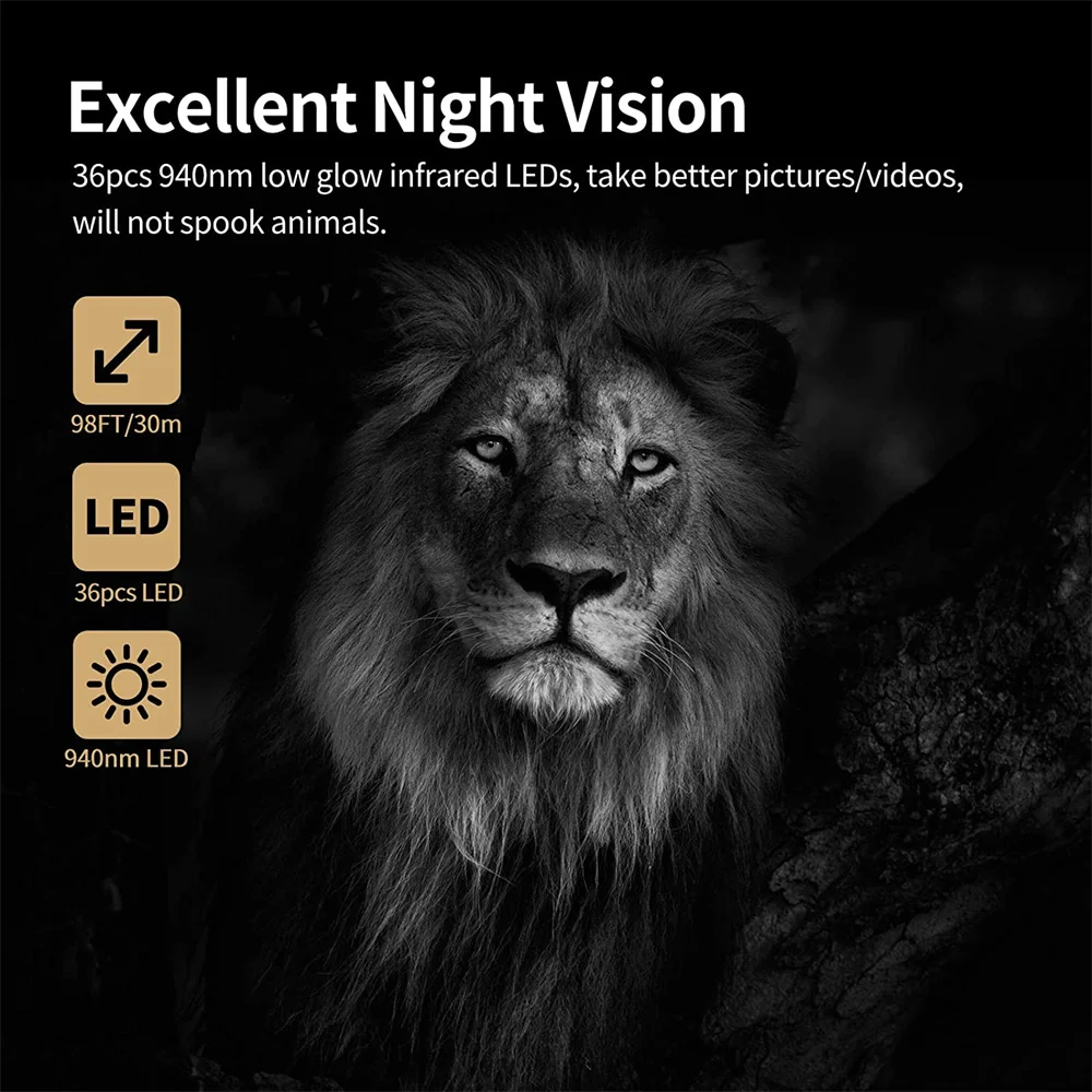 Outdoor WiFi APP Trail Camera 4K 30MP Game Night Vision Motion Activated Waterproof  Wildlife Monitoring  0.2s Trigger Speed
