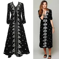 women vintage ethnic flower embroidery cotton linen tunic casual long dress hippie boho asymmetric vestidos de mujer ch 13